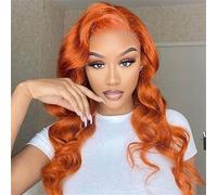 Orange Ginger Lace Front Wigs 24 inch Human Hair Body Wave 13x4 HD Lace Frontal Wigs Human Hair Colored Wig for Women