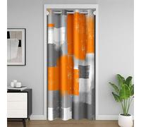 Orange Gris Rideau Occultant Rideaux Art Abstrait Rideau de Porte 132x203cm Géométrique Rideaux Interieur Salon Chambre pour Chambre Léger Modernee Art Rideaux Exterieur d'entrée