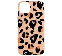 Orange Halloween Ghost Leopard Print Cute Cheetah Design Coque pour iPhone 14 Plus