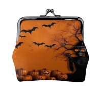 Orange Halloween Party - Porte-monnaie compact pour femme avec serrure imperméable pour cadeaux de voyage, Noir , Taille unique, Sac à dos décontracté
