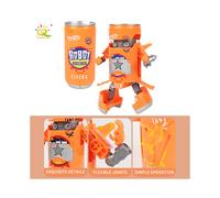 (Orange) HUIQIBAO Creative Deformed Soda Robot Warrior Modèle Boisson Canette Déformation Jouets Ville