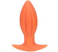 Orange Large Plug Anal 240mm O80mm Silicone Rainuré Forme Goutte Texturé