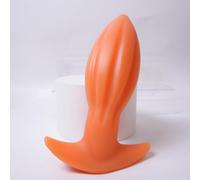 Orange Large Plug Anal 240mm O80mm Silicone Rainuré Forme Goutte Texturé | Base de Sécurité,Surface Canelée,Massage Prostatique,Pour Homme et Femme,Port Prolongé,Entraînemen Butt,BDSM SUBS