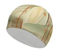 Orange Line Art Bonnet de bain léger et extensible pour piscine, plage, natation, surf, cheveux et oreilles