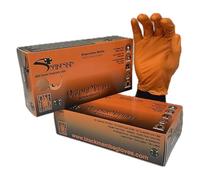 Orange Mamba Snake Gants jetables en nitrile de résistance industrielle Grip texturé diamant sans latex et sans poudre Épaisseur 8 mm Taille XL