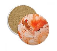 Orange Marbre Blanc abstrait moderne Motif pierre Boisson Céramique Dessous-de-verre pour mug Tasse cadeau 2 pcs