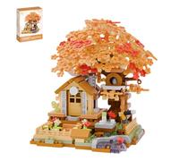 Orange Mini Sakura Arbre Maison Construire Bloc, 690 Pièces Ensemble De Construction Cabane dans Les Arbres, Sakura Botanical Collection Building Set pour Adultes, Cadeau pour Adultes et Enfants