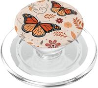 Orange Monarch Butterfly Flowers Brown Fall Butterfly Floral PopSockets PopGrip pour MagSafe