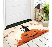 Orange Noir Citrouille Chat Noir Halloween Paillasson,Tapis De Sol Antidérapant Intérieur Extérieur Maison Jardin,Illustration Animaux pour Salle De Bains Chambre Cuisine,70X100Cm