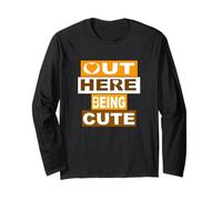 Orange Out Here Being Cute Orange Graphic Manche Longue