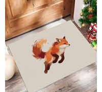 Orange Paillasson pour Extérieur et Intérieur - Running Fox Welcome Tapis - 45 x 75 cm Tapis de Propreté Antidérapant pour Porte de Maison et Patio