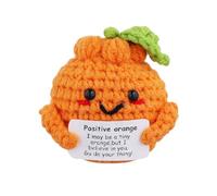 Orange Positif Drôle, Crochet Orange Positif avec Carte d'Encouragement Fait à la Main Tricoté Créatif Positive Potato Orange Tricot Mignon Cadeau de Réconfort pour la Décoration de la Maison
