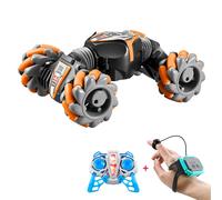 (orange) Remote Control Gesture Sensor Toy Cars,360 Flips Gesture Sensing RC Stunt Car With Light & Music + Tail Spray New
