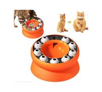 (Orange)Rotating Puppy Food Dispenser, Slow Feeder Cat Bowl, Interactive Cat Puzzle Feeder With Funnel, Slow Down Pets Eating Preventing Choking