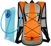 (Orange) Sac à dos d'escalade avec vessie d'eau de 2L, sac à dos d'hydratation avec vessie d'eau pour le camping, la randonnée et la course à pied, l'escalade et le cyclisme