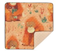 Orange Sienna Orangutans Tapis de gym pliable pour bébé et enfant 127 x 127 cm