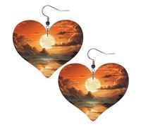 Orange Sky Boucles d'oreilles en similicuir en forme de cœur, boucles d'oreilles pendantes légères pour femmes, mariages, fêtes, cérémonies, banquets, cadeaux