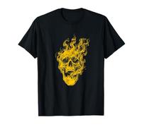 Orange Smoke Skull Gothic Rock Dark Art Biker Gift T-Shirt