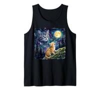 Orange Tabby Cat Moon and Stars Night Sky Art Débardeur