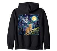 Orange Tabby Cat Moon and Stars Night Sky Art Sweat à Capuche