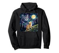 Orange Tabby Cat Moon and Stars Night Sky Art Sweat à Capuche