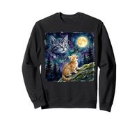 Orange Tabby Cat Moon and Stars Night Sky Art Sweatshirt