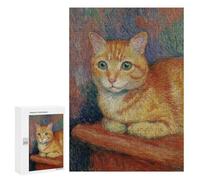 Orange Tabby Cat Painting Puzzle 1000 Pièces Educa Jouet en Bois Cadeau Unique Décoration Intérieure Jeu Éducatif Challenge Toy Adultes Et Enfants À Partir De 14 Ans 300 PCS