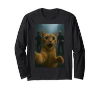 Orange Tabby Cat Selfie Run Away from Zombie for Kids Adult Manche Longue