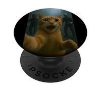 Orange Tabby Cat Selfie Run Away from Zombie for Kids Adult PopSockets PopGrip Adhésif