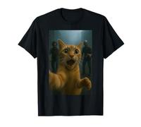 Orange Tabby Cat Selfie Run Away from Zombie for Kids Adult T-Shirt