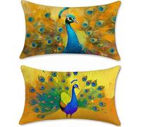 orange Taie Oreiller 50x80 Lot de 2 Coussin Canape Oiseaux Housse de Coussin Lin Coussins Canapé Rectangulaire Coussins, Taie D'oreiller Exterieures Imperméable Housse Oreiller, Decoration Maison s-57