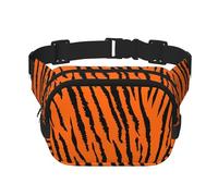 Orange Tiger Leopard Unisexe Taille Réglable Carré Double Couche Ceinture Sac pour Activités de Plein Air Voyage Course Randonnée, Noir , Taille unique