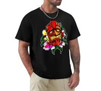 Orange Tiki on a Bed of Flowers T-Shirt s Summer Tops Boys Animal Print Mens Clothes