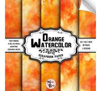Orange Watercolor Scrapbook Paper: Double Sided Sheets | for Mixed Media Art, Collage, Junk Journals, and Various DIY Craft Projects | 8.5" x 8.5" (21.59 x 21.59 cm)