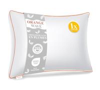 Orange Wave Oreiller Plume 40x80 - Coussin de Luxe 40x80 cm en Duvet et Plume, Qualité Hôtelière et Confort Oreiller Moelleux, Certifié RDS et Oeko-TEX pour Un Soutien Optimal