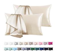 Orange Wave Taie Oreiller Satin 50x70 Lot de 2 - Similaire Aux Taies d'oreillers en Soie, Premium Housse de Coussin 50x70 certifié Oeko-Tex Respirant et Hypoallergénique Deux Faces en Soie,Champagne