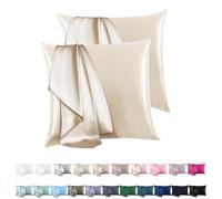 Orange Wave Taie Oreiller Satin 60x60 Lot de 2 - Similaire Aux Taies d'oreillers en Soie, Premium Housse de Coussin 60x60 certifié Oeko-Tex Respirant et Hypoallergénique Deux Faces en Soie,Champagne