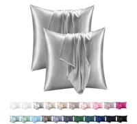 Orange Wave Taie Oreiller Satin 60x60 Lot de 2 - Similaire Aux Taies d'oreillers en Soie, Premium Housse de Coussin 60x60 certifié Oeko-Tex Respirant et Hypoallergénique Deux Faces en Soie,Gris