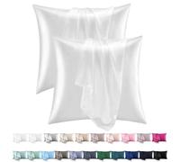 Orange Wave Taie Oreiller Satin 60x60 Lot de 2 - Similaire Aux Taies d'oreillers en Soie, Premium Housse de Coussin 60x60 certifié Oeko-Tex Respirant et Hypoallergénique Deux Faces en Soie,Blanc crème