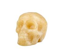 Orange-Yellow Crystal Carved Skull, Halloween Decoration, Polished Raw Stone Figurine, 1.57×1.97in Spooky Desk Ornament