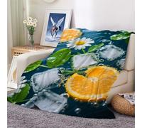 Oranges and Ice Cubes in The Water Blanket Oversized Warm Adult Super Soft Blankets with Soft Flannel for Adults & Kids 3D Print 100x130cm