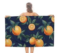 Oranges Fruits Tropicaux Serviette De Bain Anti-Sable Serviette De Plage Douce Drap De Plage pour Spa Voyage Natation Fitness 80X130Cm
