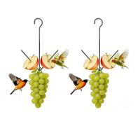 Oranges Hook Hanging Metal Bird Feeder with Fruit Holder for Garden Patios Use Feeding Station for Outdoor Use Metal Bird Feeder