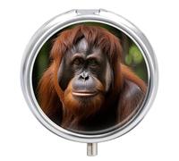 Orangutan - Pilulier rond portable pour prendre des photos - Petit pilulier de voyage étanche - Organiseur pour poche, sac à main et commodité quotidienne