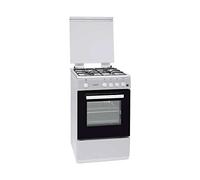 Oranier FZE 2288 Cuisinière Cuisinière à gaz A Acier inoxydable, Blanc - Fours et cuisinières (Cuisinière, Acier inoxydable, Blanc, boutons, Rotatif, Acier inoxydable, Devant, 1,4 m)