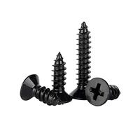 ORANXIN M2 x 7mm 100 Pcs Acier inoxydable 304 Croix Fraisée Vis à bois Plaqué zinc noir Auto forage Tête plate Vis autotaraudeuses