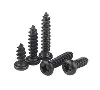 ORANXIN M4 x 18mm 100 Pcs Tête ronde Vis à bois Acier au carbone Fer Oxyde noir Vis autotaraudeuses Tête Pan Cruciformes Queue Pointue