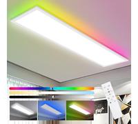 Oraymin Panneau LED Plafonnier Dimmable 100x25 cm avec rétroéclairage RGB, 30W 3800LM, Plafonnier avec télécommande et fonction mémoire, lampe 3000K-6500K pour salon, chambre, cuisine et bureau