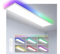 Oraymin Panneau LED Plafonnier Dimmable 100x25cm avec rétroéclairage RGB, 30W 3300LM Plafonnier avec télécommande, fonction mémoire, lampe 3000K-6500K pour salon chambre cuisine bureau
