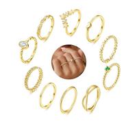 ORAZIO 10 Pièces Bague Femme Or Ensemble Bague Femme Plaquée Or 14 Carats Pouce Bague Empilables Knuckle Bagues Minces Zircone Cubique Bagues Or Alliance Bague de Fiançailles Femme Taille 60